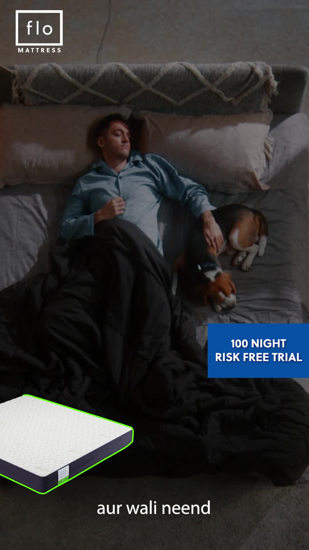 Flo Mattress Facebook ad: 100 Nights Risk-Free Trial | Up to 40% off