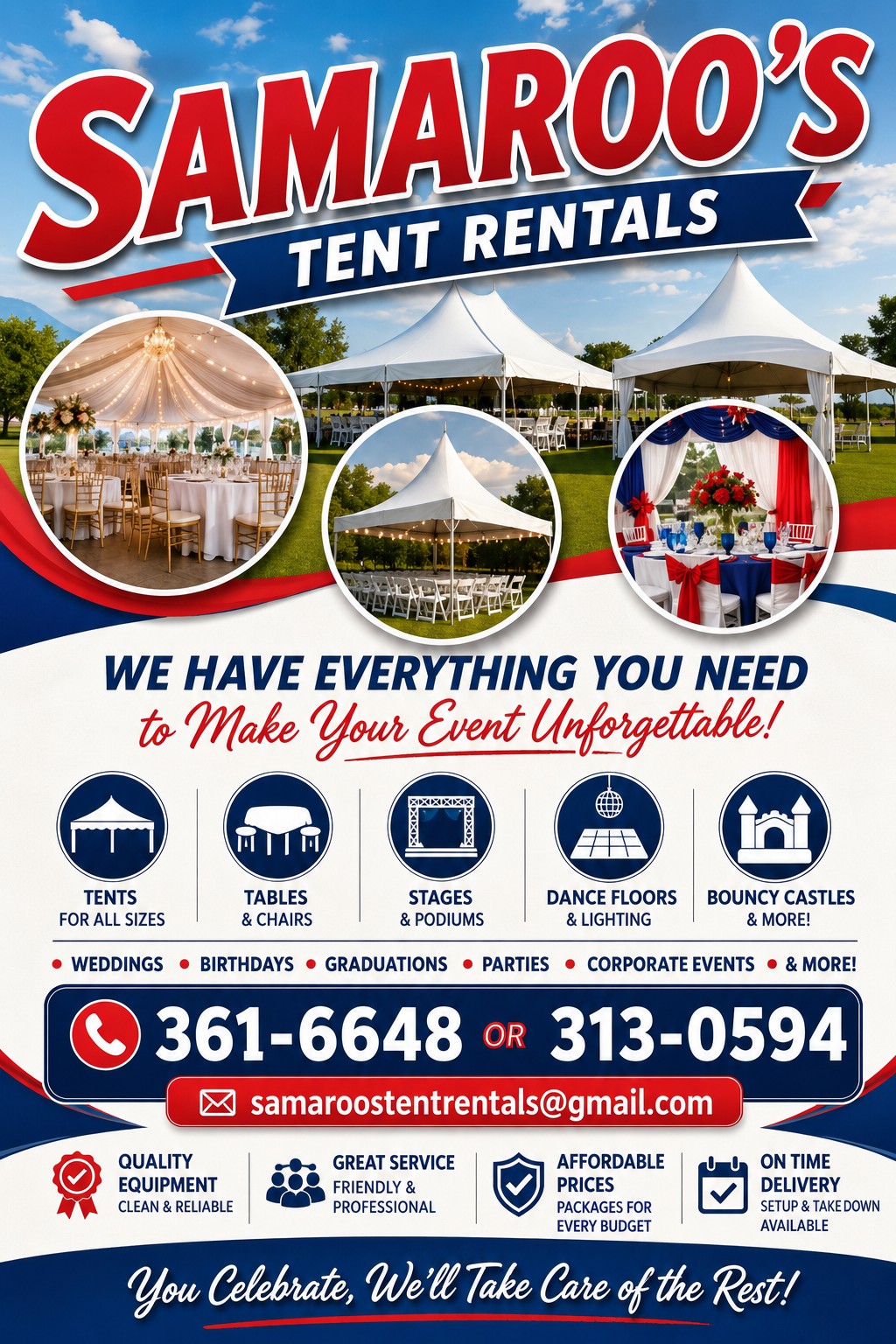 Samaroo's Tent Rentals Facebook ad