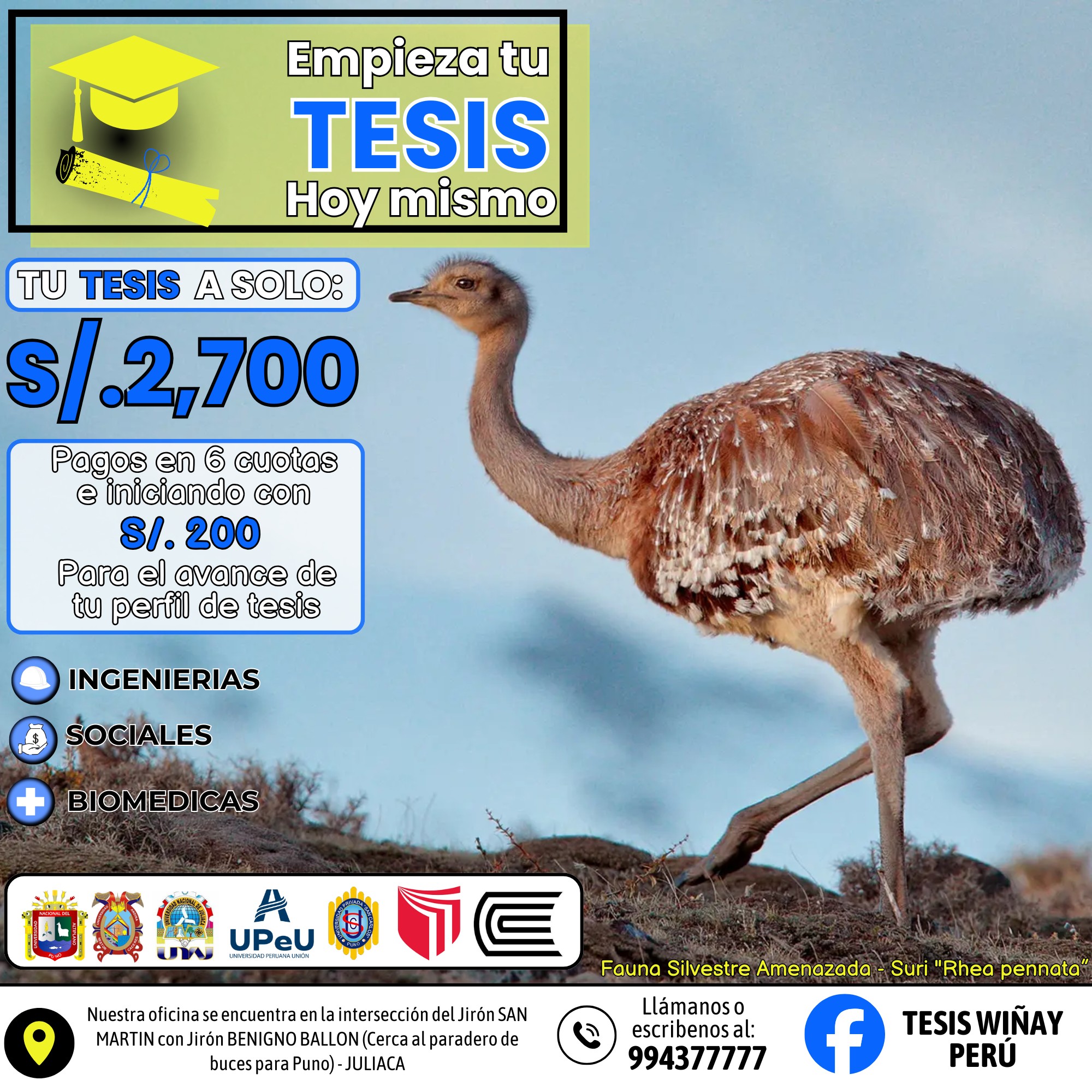 TESIS WIÑAY PERÚ Facebook ad: ¿Se te hace difícil avanzar con tu tesis?