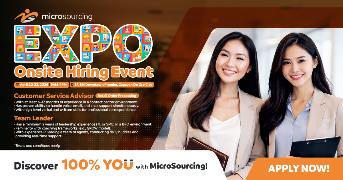 MicroSourcing Careers Facebook ad: MicroSourcing EXPO | CDO Onsite Hiring Event (CSR)