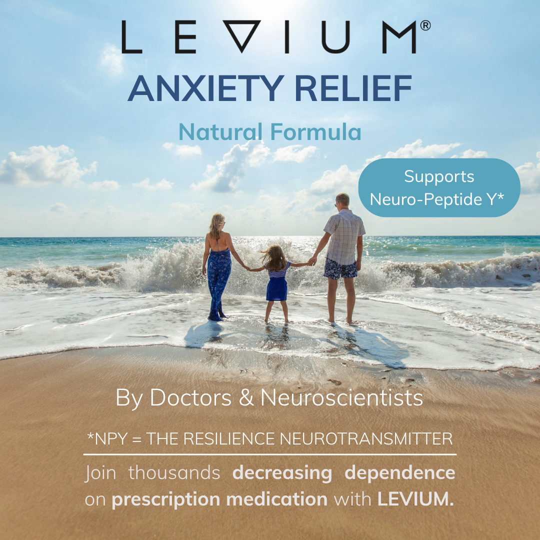 Levium Facebook ad: Natural Anxiety and Stress Relief Powered by Neuro-Peptide Y