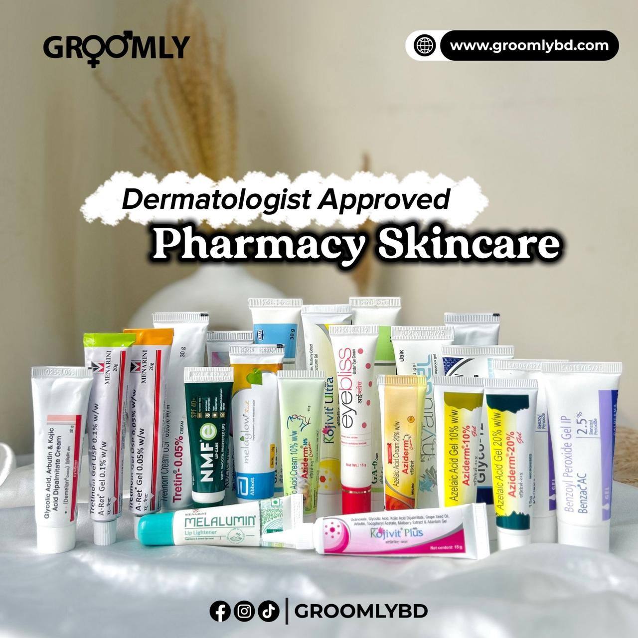 Groomly Facebook ad: Say goodbye to acne and wrinkles!