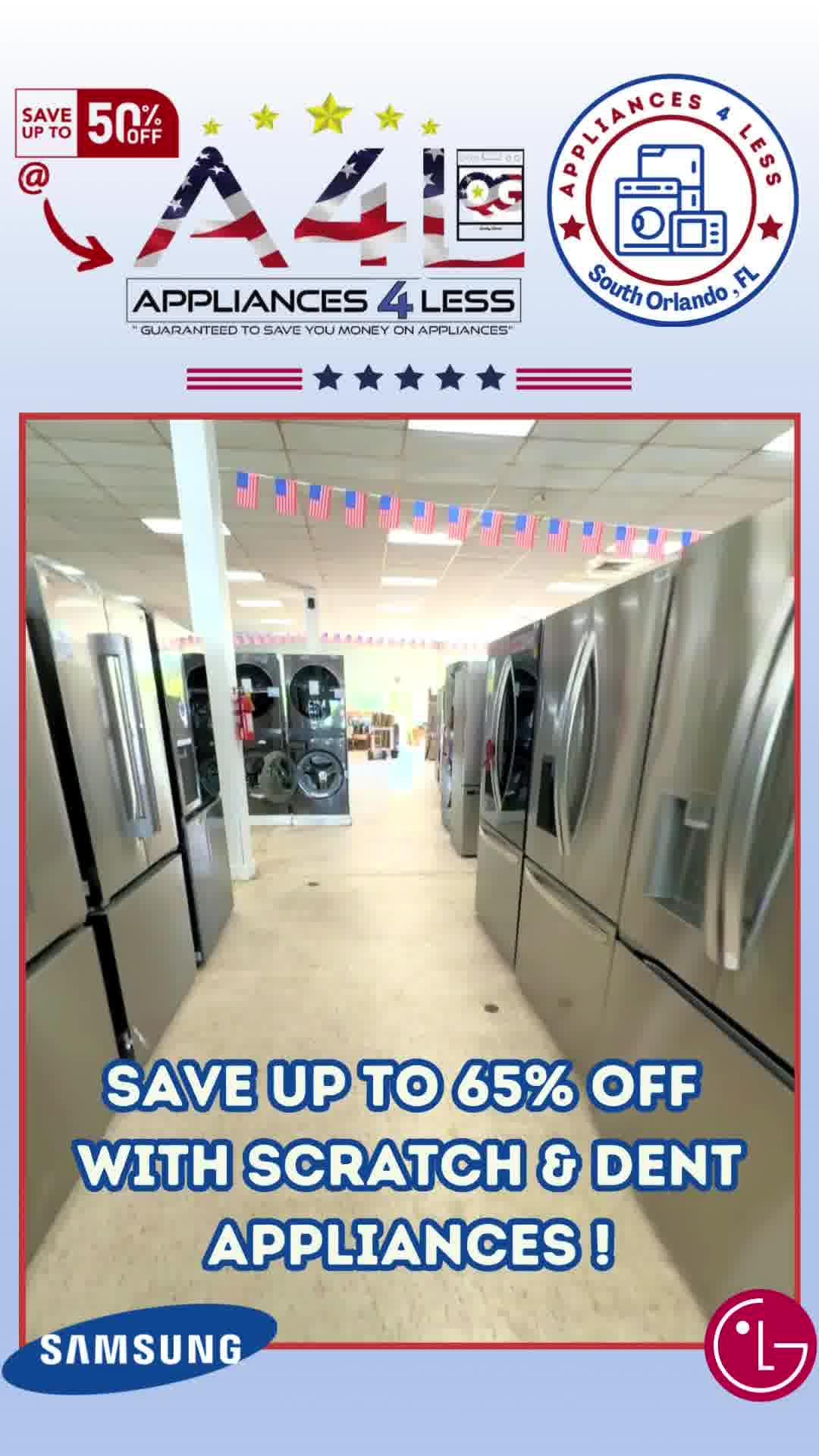 Appliances 4 Less South Orlando Facebook ad: 65% OFF ALL APPLIANCES