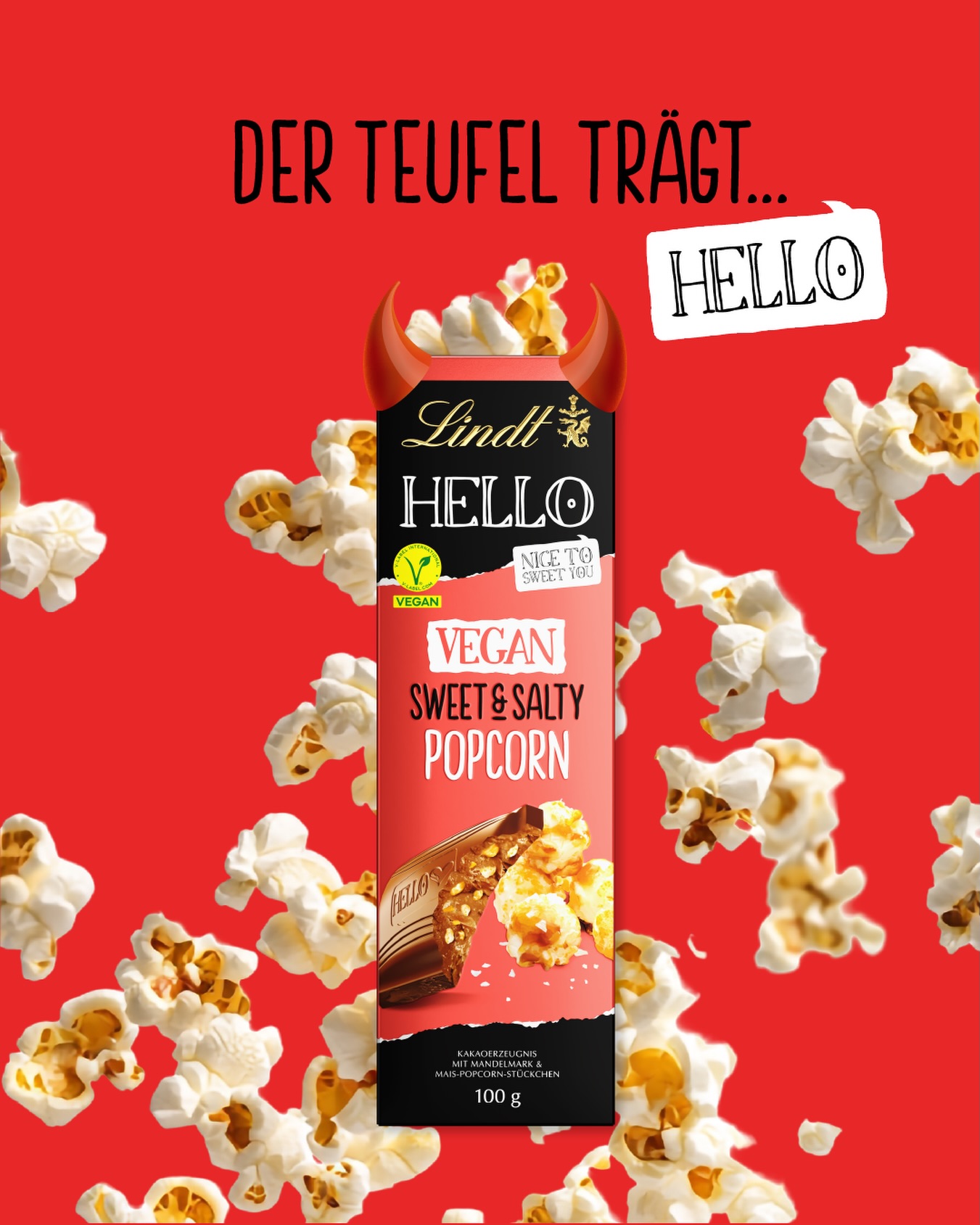Lindt HELLO Facebook ad: Der Teufel trägt.Popcorn?!