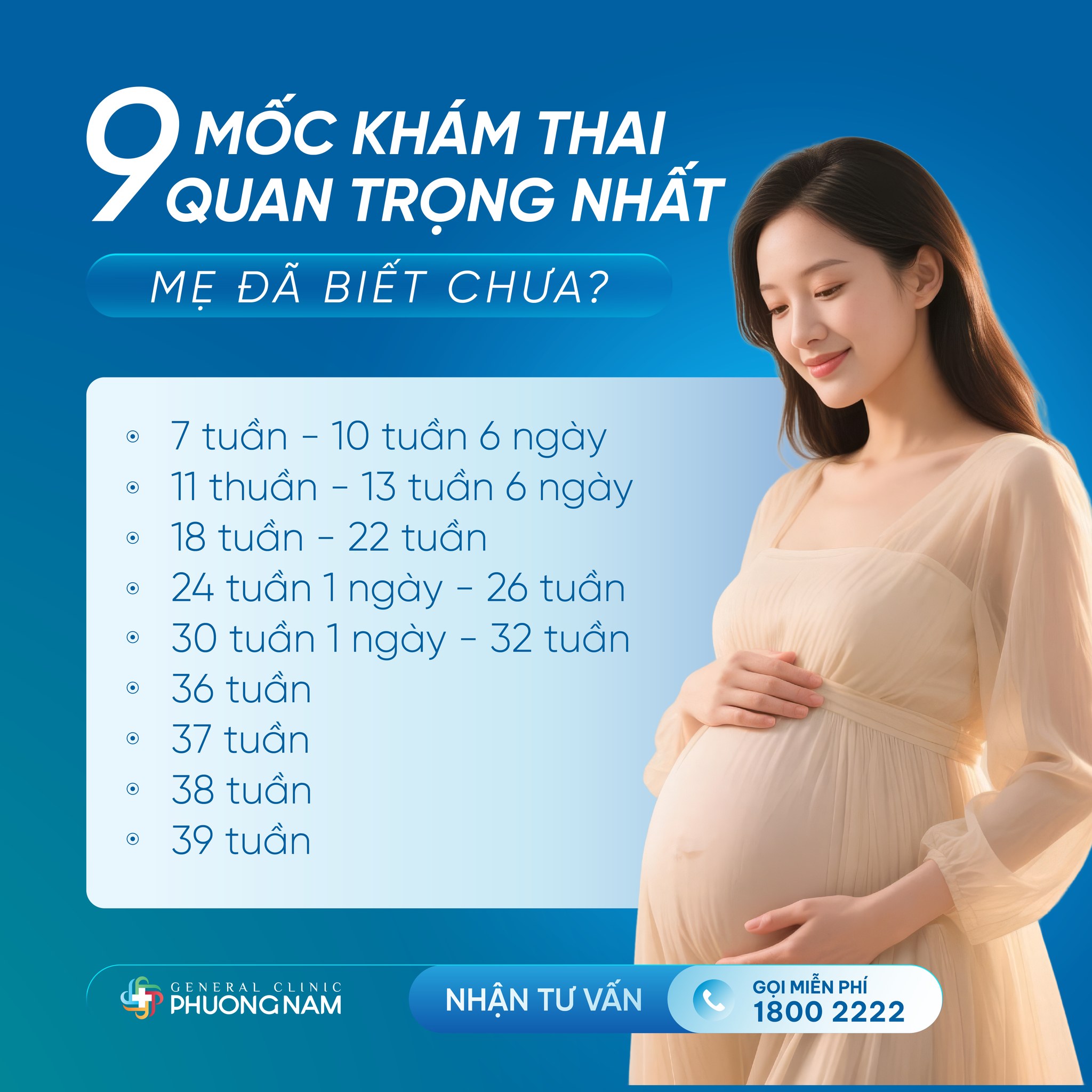Phòng khám Đa khoa Phương Nam - Đức Trọng Facebook ad: 9 MỐC KHÁM THAI QUAN TRỌNG: MẸ BẦU…