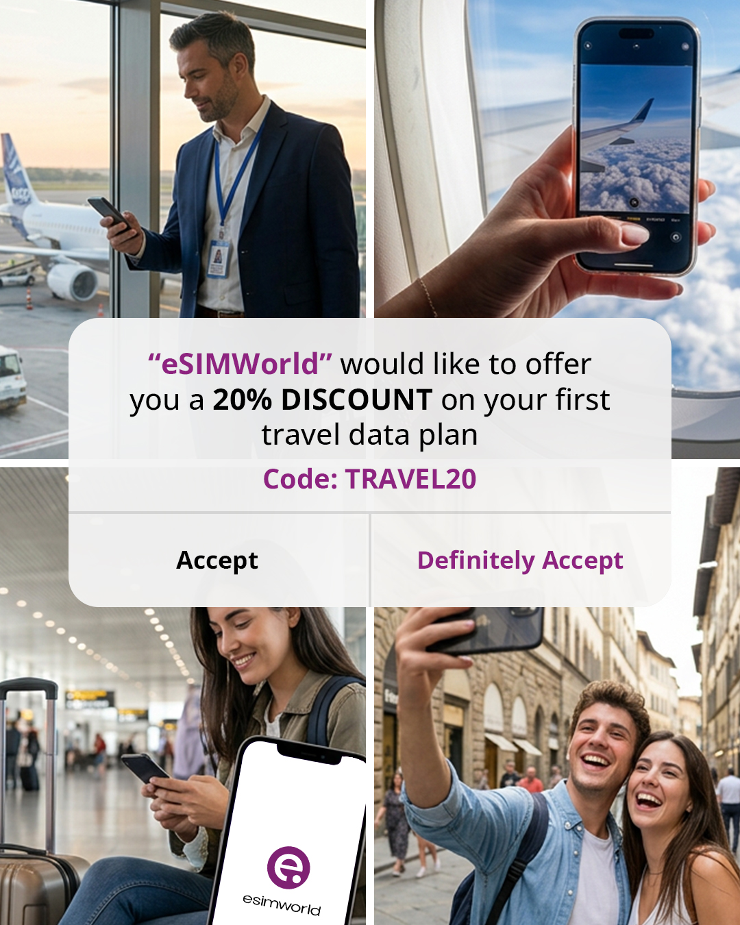 ESIMWorld Facebook ad from Jul 31, 2026
