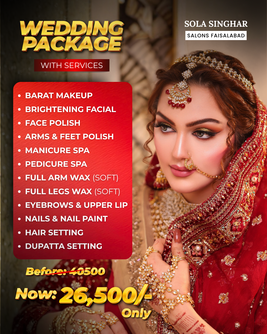 Sola Singhar Faisalabad Facebook ad: Bridal Makeup Discounted Deals By Sola Singhar Faisalabad.