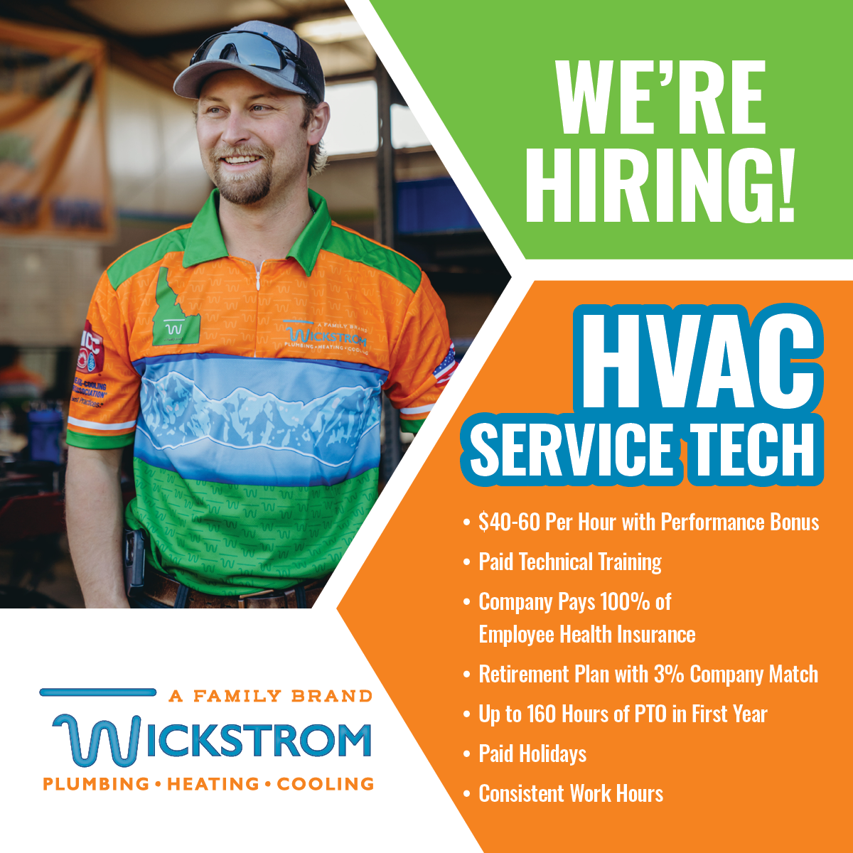 Wickstrom Plumbing Heating & Cooling Facebook ad: The company vigorously pursues personal development in…