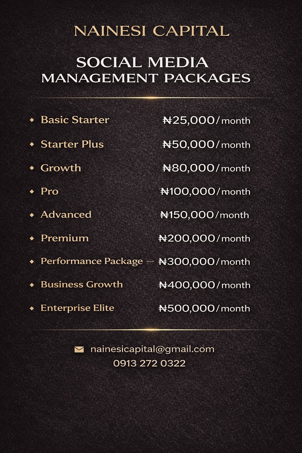 NainesiCapital Facebook ad: Imagine having your pages fully managed