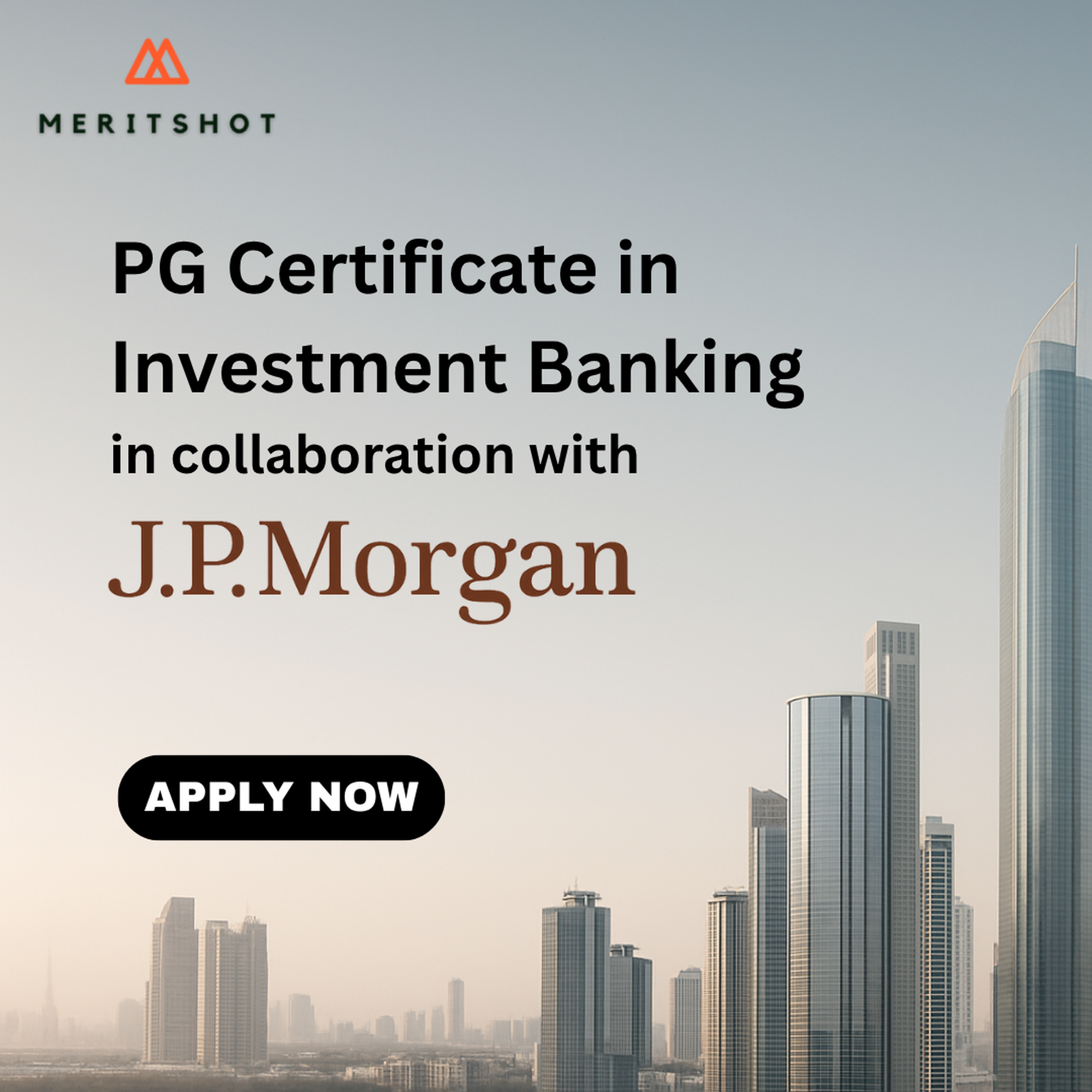 Meritshot Facebook ad: PG Program in Investment Banking with JP Morgan
