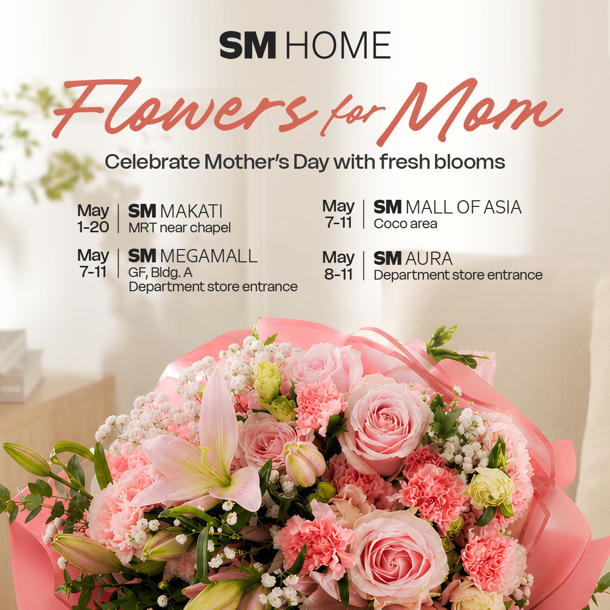 SM Home Facebook ad: Celebrate Mother's Day with fresh blooms!