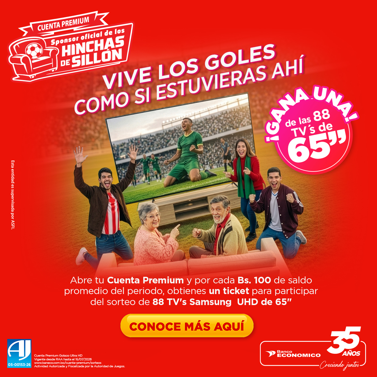 Banco Económico Facebook ad: ¡Sorteamos 88 TV’s Samsung UHD de 65!