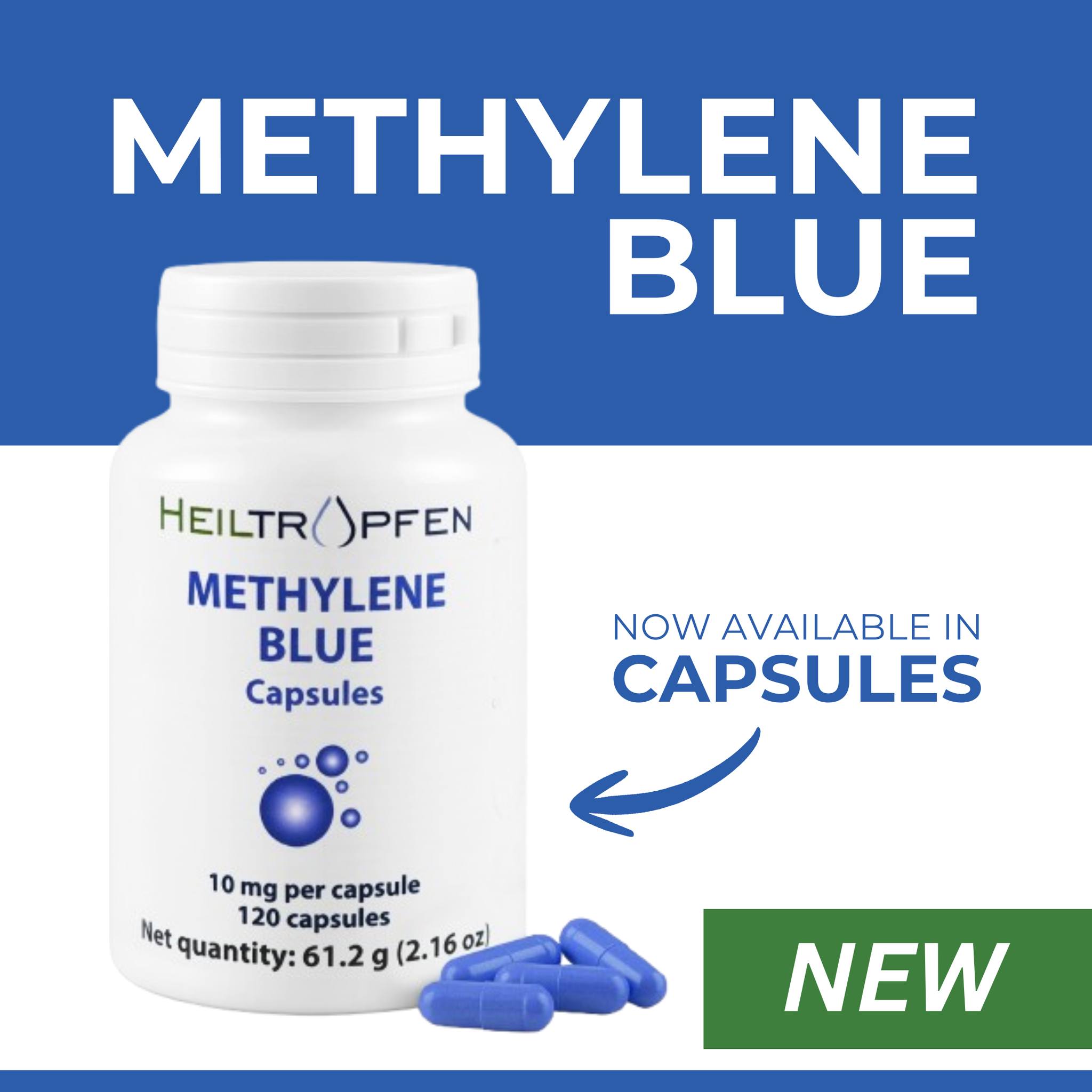 Heiltropfen Facebook ad: NOW AVAILABLE: Methylene Blue in Capsules!