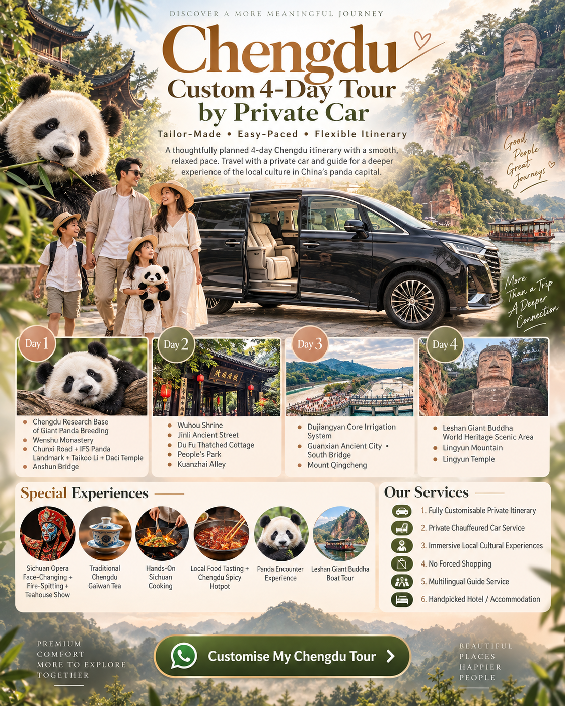 Panda Guide Private Tours Facebook ad: Customize Your 4-Day Chengdu Journey