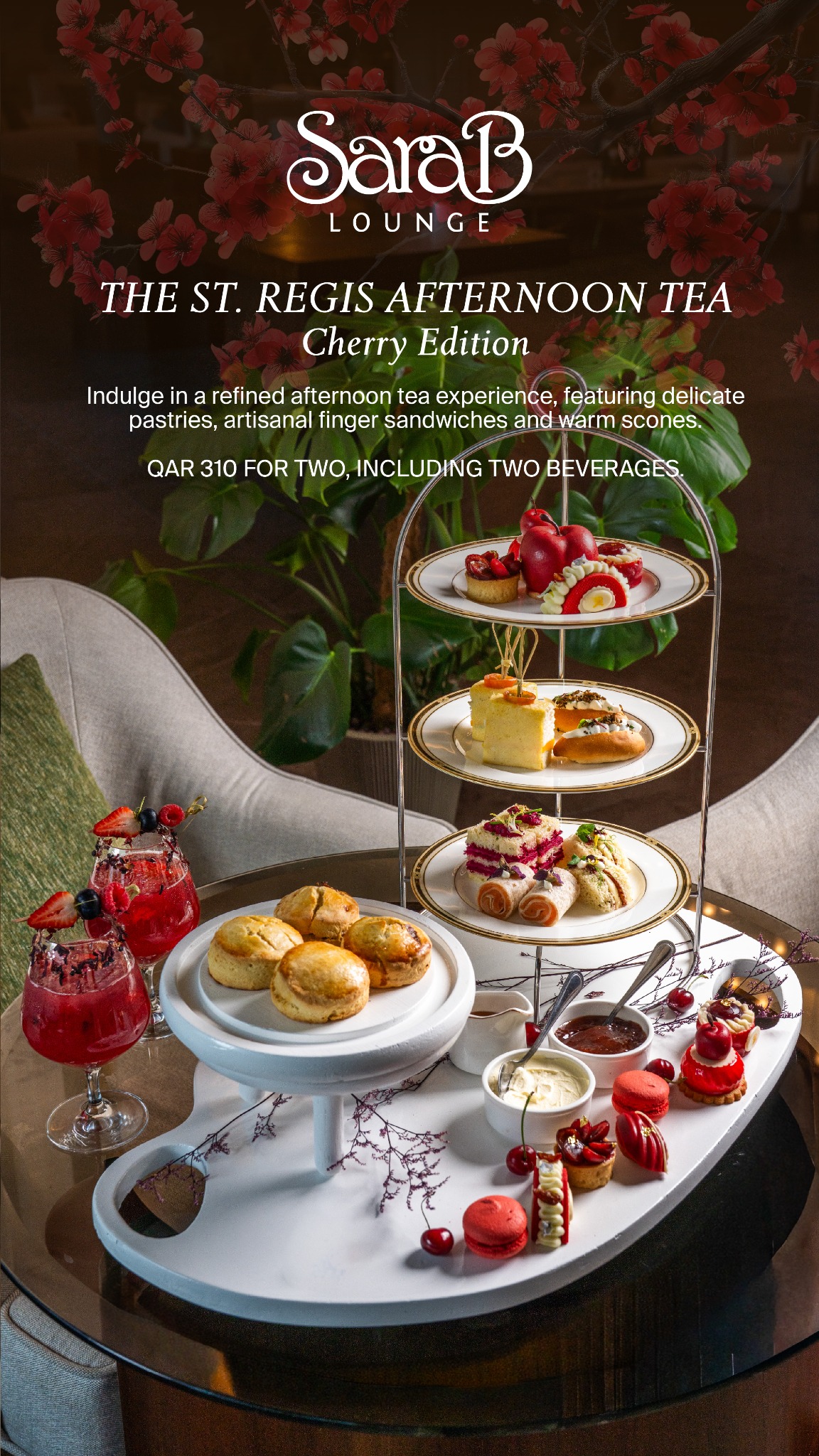 The St. Regis Doha Facebook ad: The St. Regis Cherry Afternoon Tea Ritual.