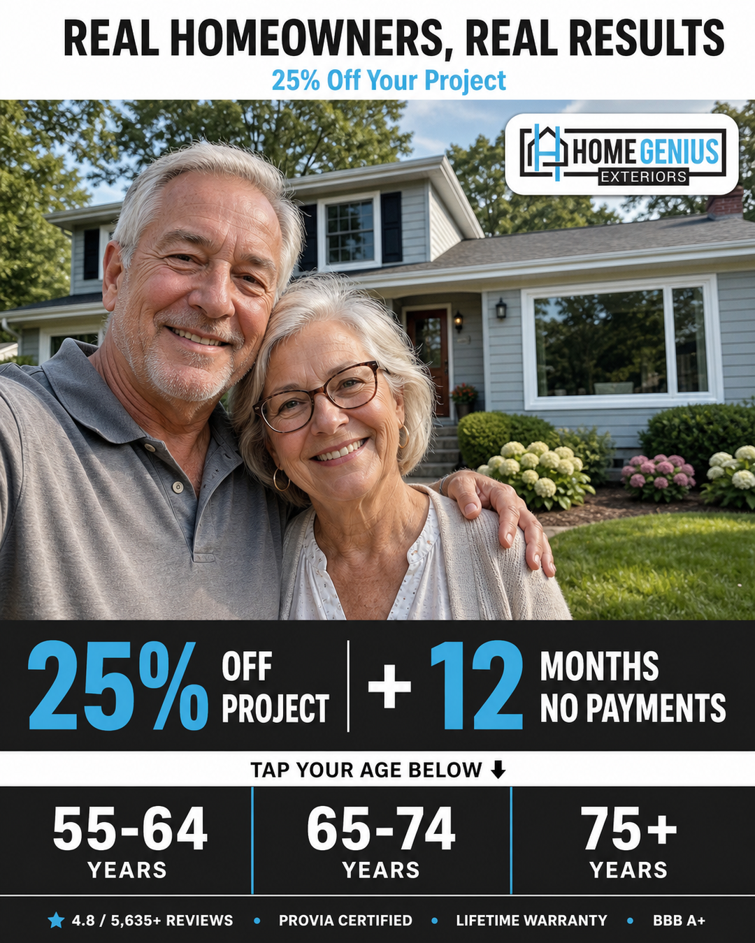 Home Genius Exteriors Facebook ad
