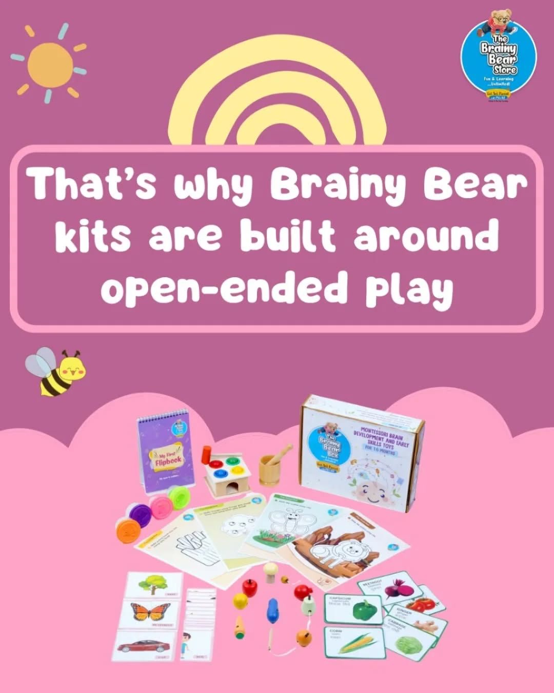 The Brainy Bear Store Facebook ad: Not just toys, tools for raising thinkers.