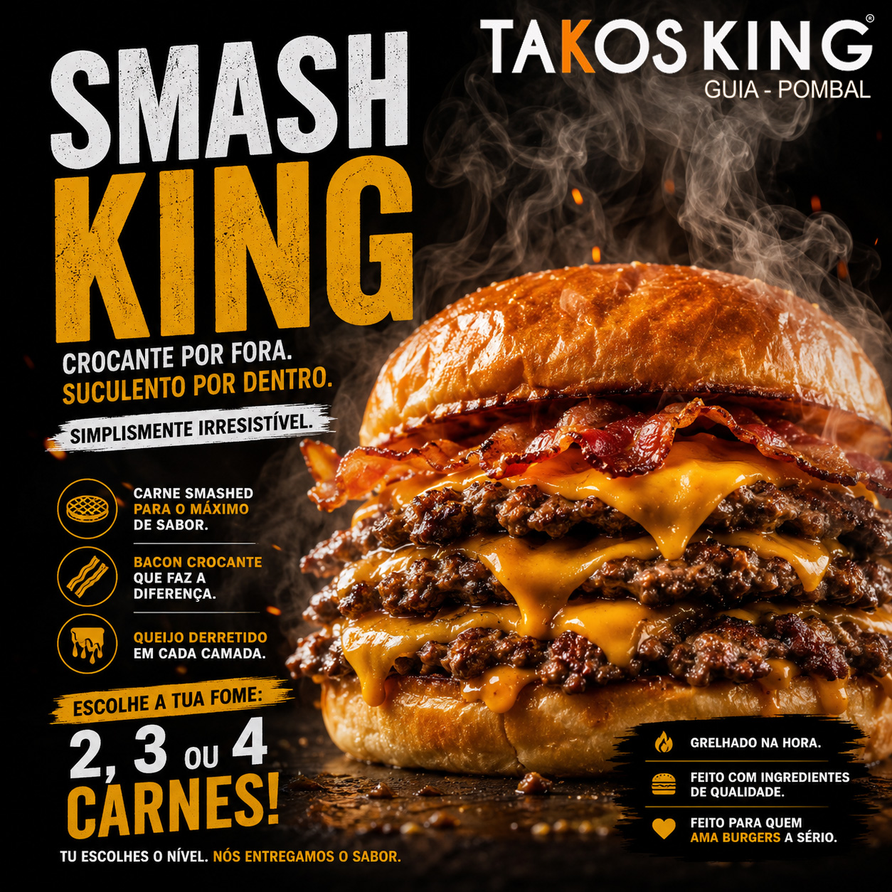 Takos King Facebook ad: O verdadeiro Smash Burger!