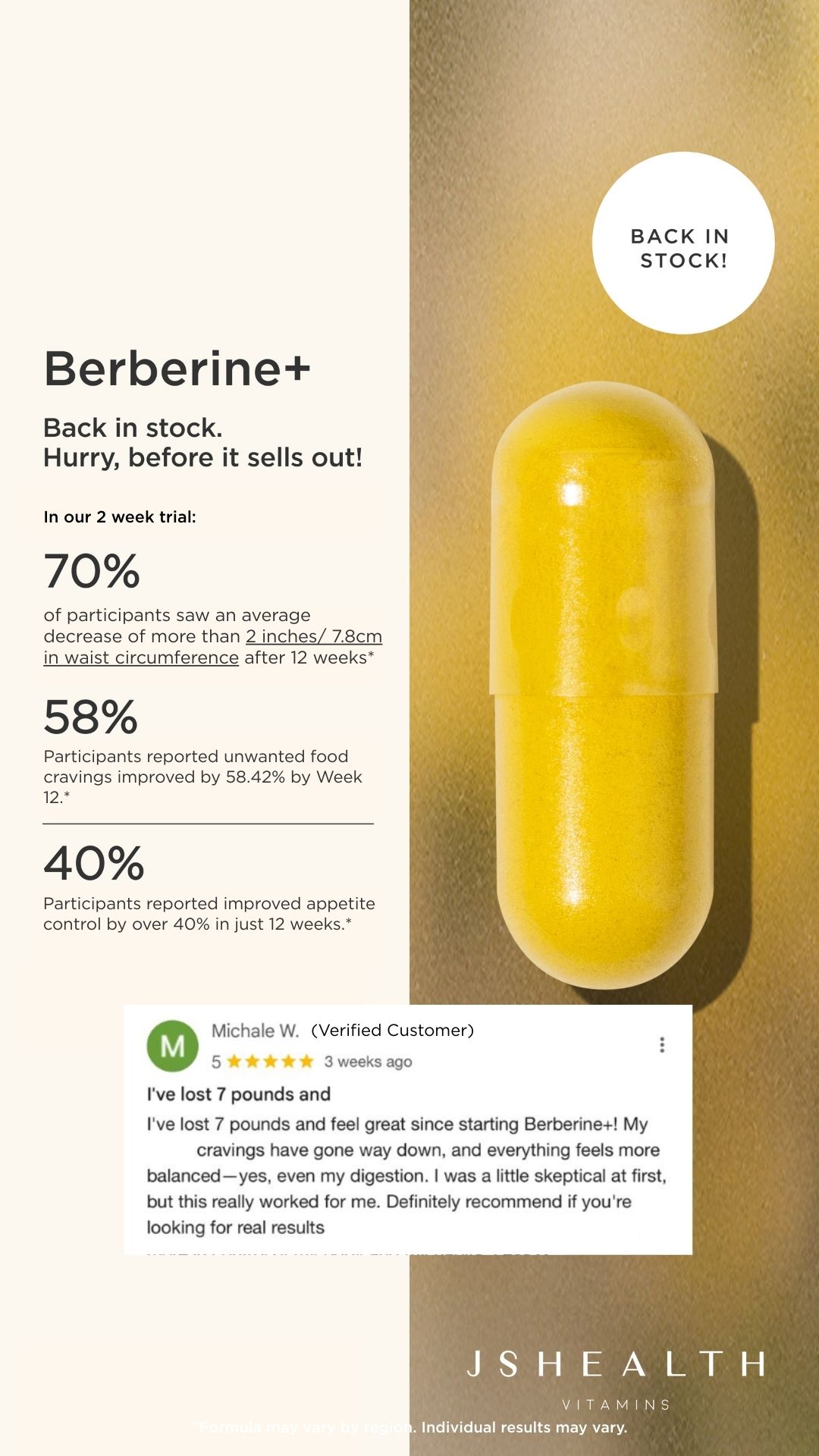 JSHealth Vitamins Berberine+ Facebook ad