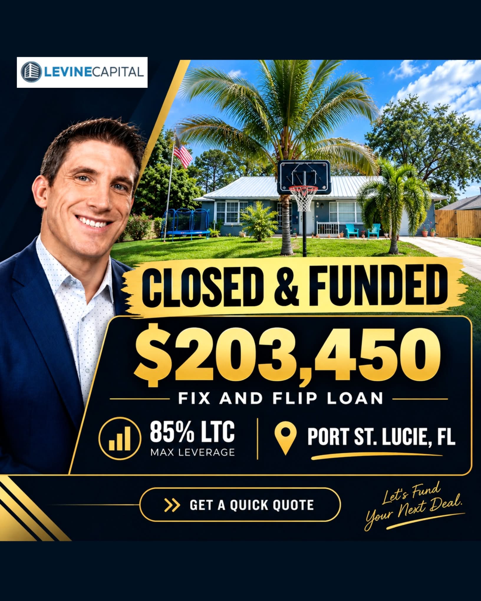 Levine Capital Facebook ad: Another investor deal CLOSED & FUNDED by LCM…