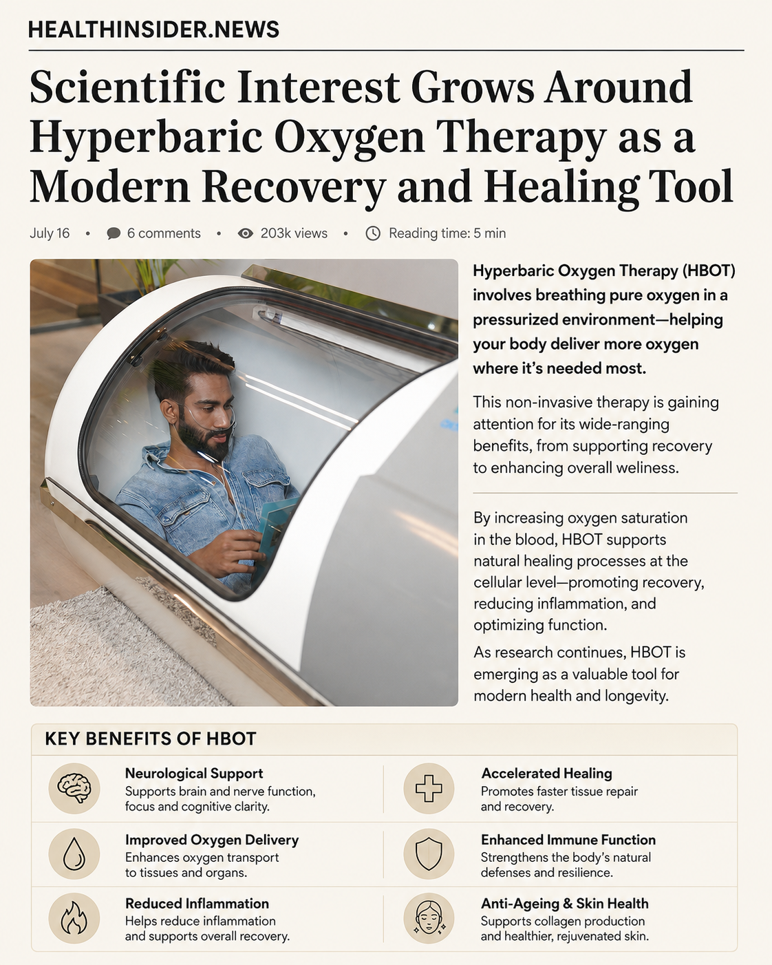 The Wellness Co. Facebook ad: HBOT is getting serious attention for a reason.