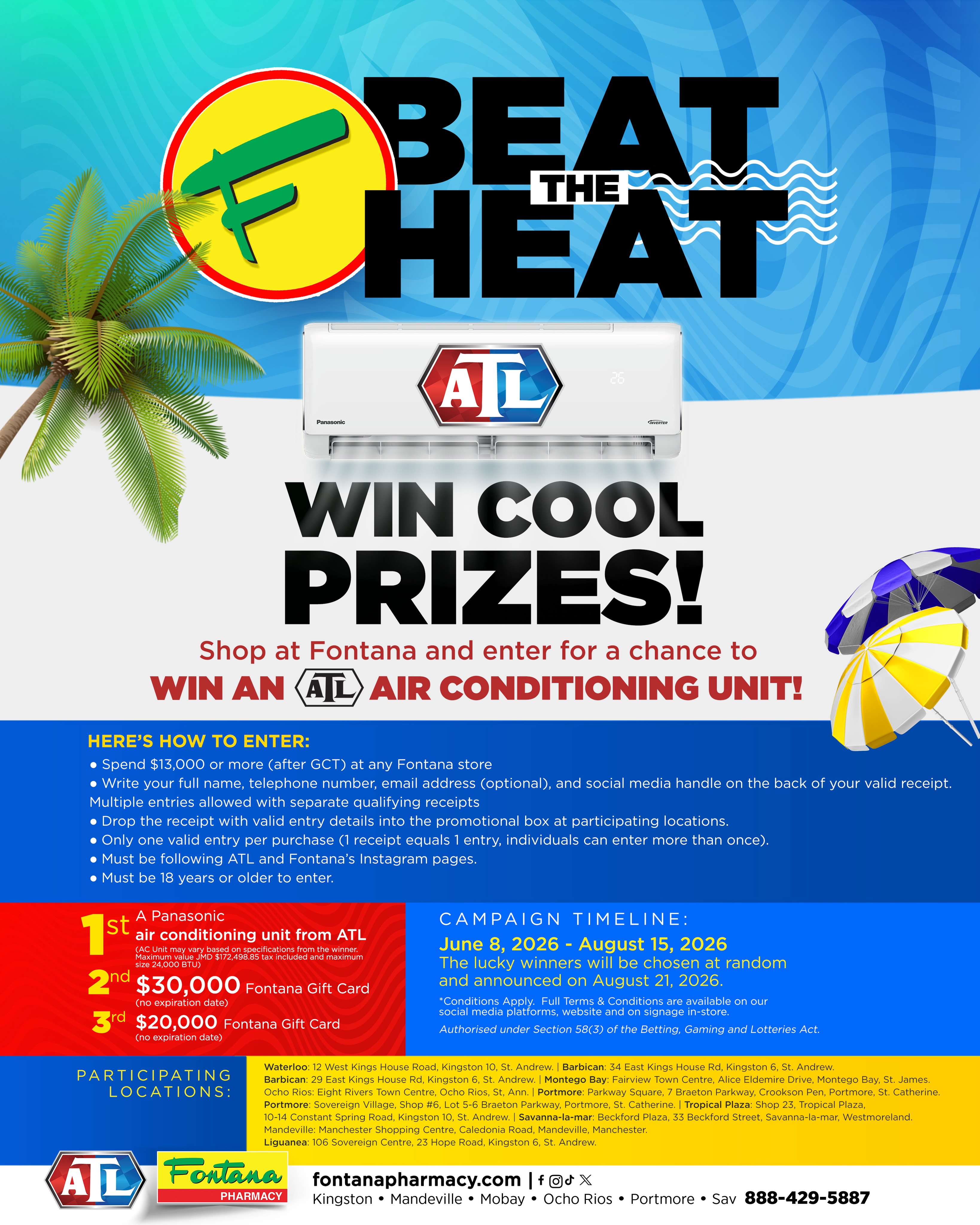 Fontana PharmacyRx Facebook ad: BEAT THE HEAT & WIN COOL PRIZES!