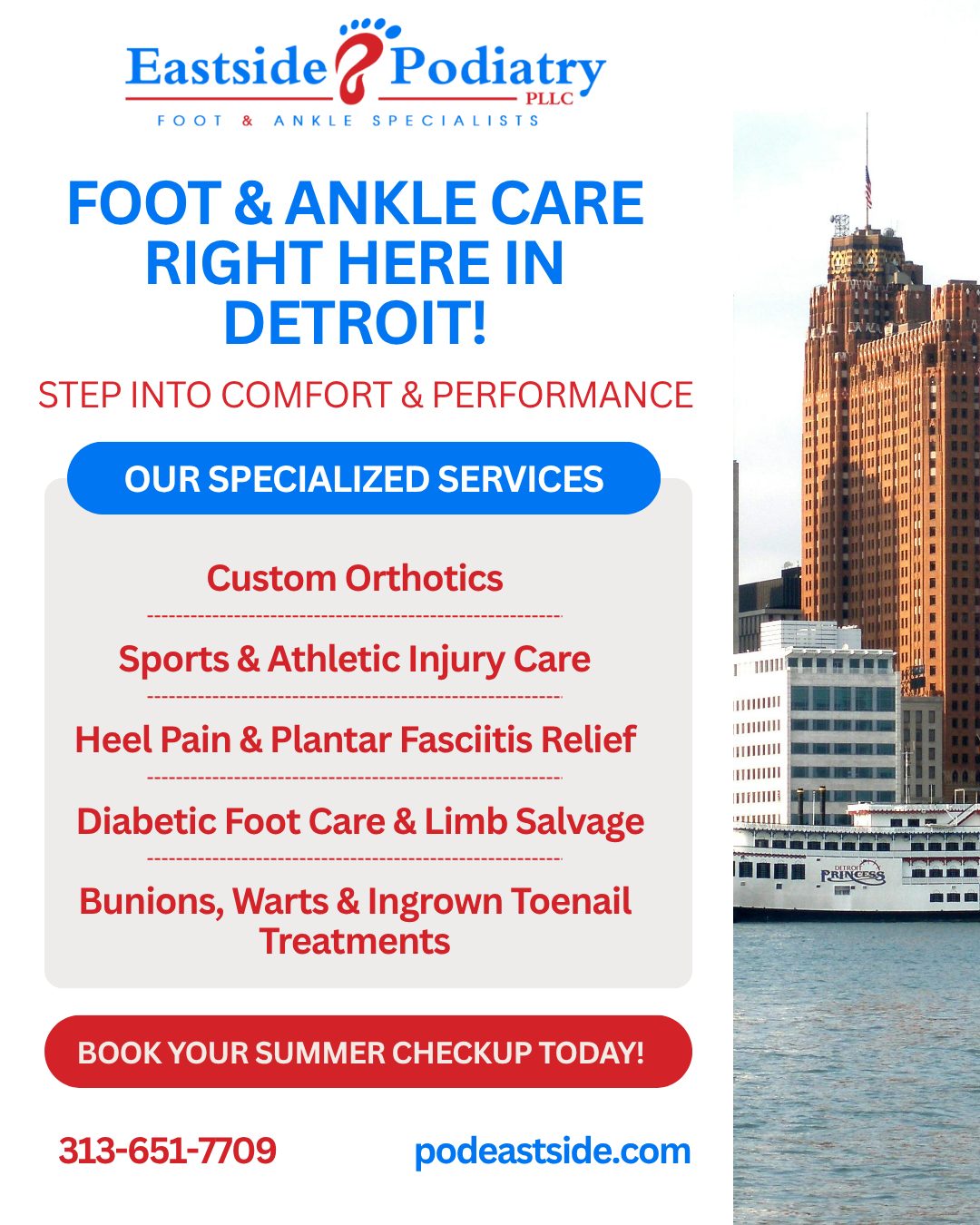 Eastside Podiatry PLC Facebook ad: We are proud to serve the heart of…