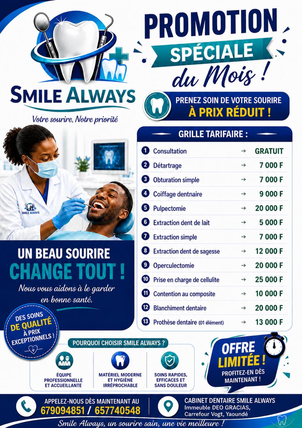 DR SMILE Facebook ad: PROMOTION SPÉCIALE CHEZ SMILE ALWAYS