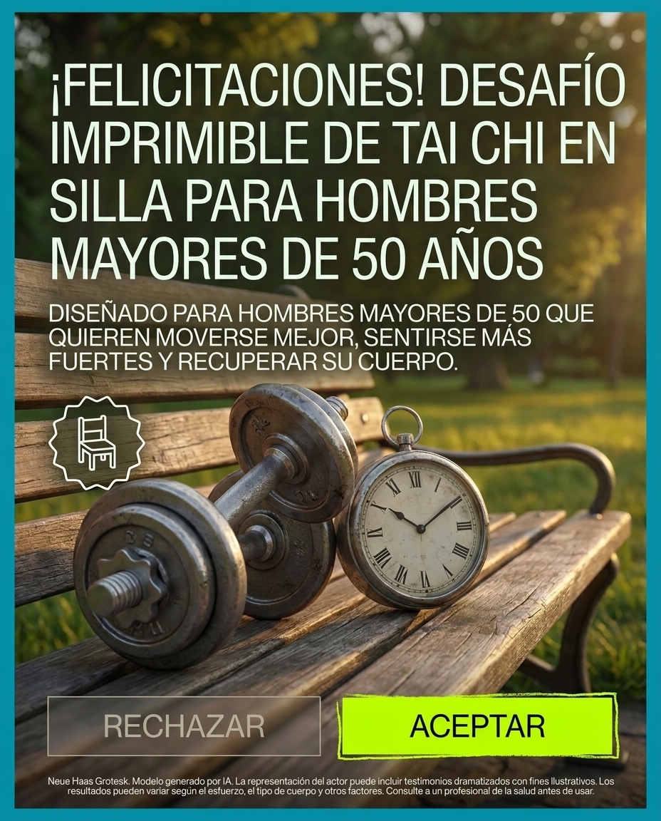 Muscle Charge Facebook ad: Tai Chi en silla para hombres de 50+.