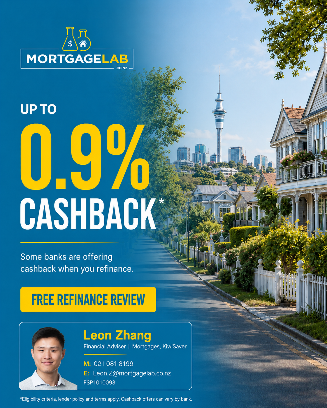 Leon Zhang - Financial Adviser: Mortgages & KiwiSaver Facebook ad: When was the last time you reviewed your…