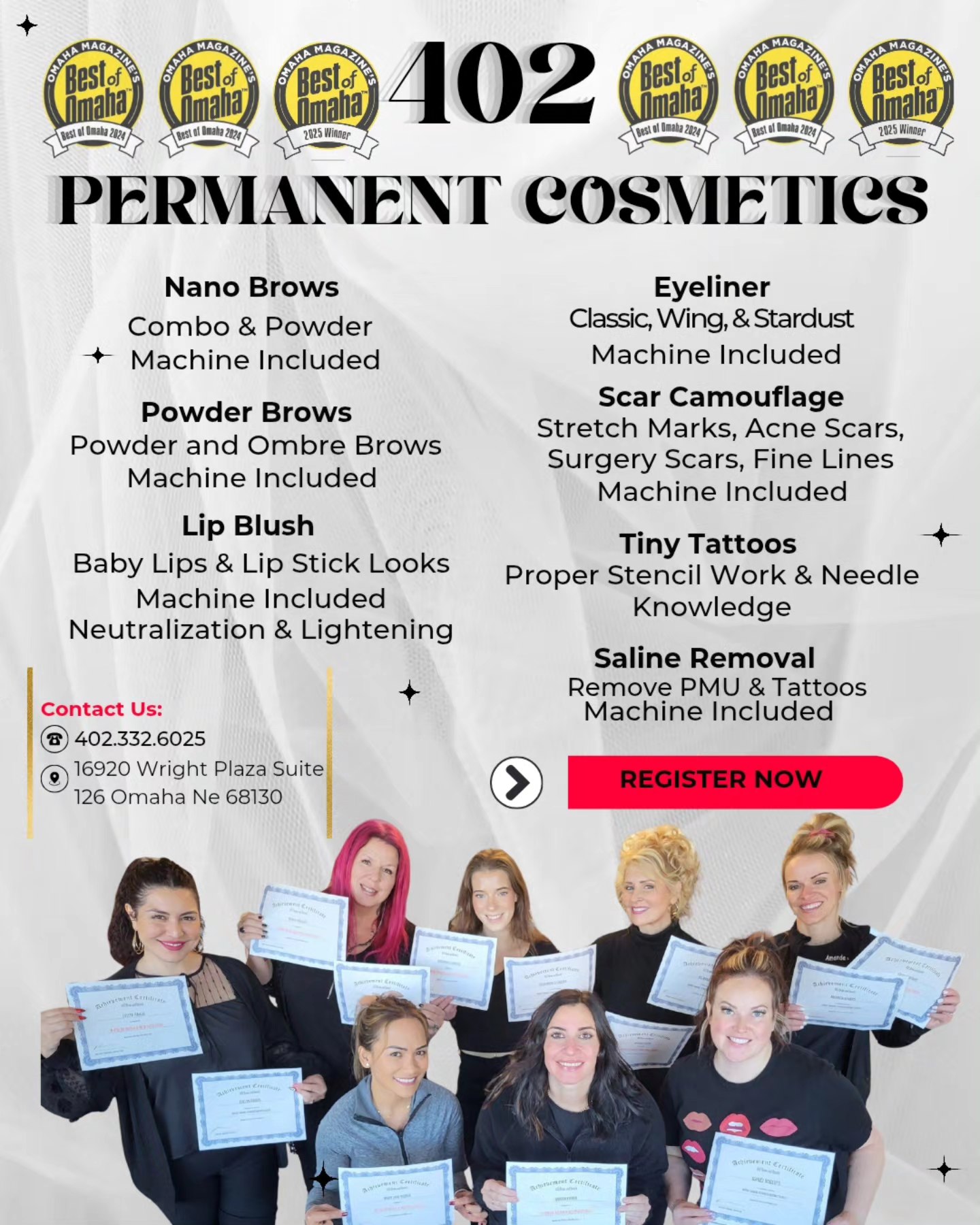 402 Permanent Cosmetics Facebook ad: Dream big. Train bigger