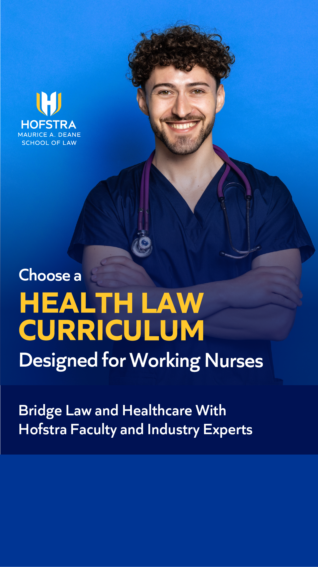 Hofstra Law Facebook ad: Master Health Law, No Legal Detours