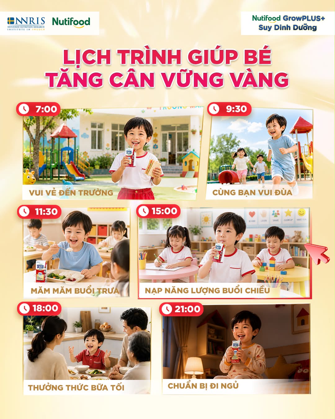 GrowPLUS+ NutiFood Facebook ad: LỊCH TRÌNH GIÚP BÉ TĂNG CÂN VỮNG VÀNG