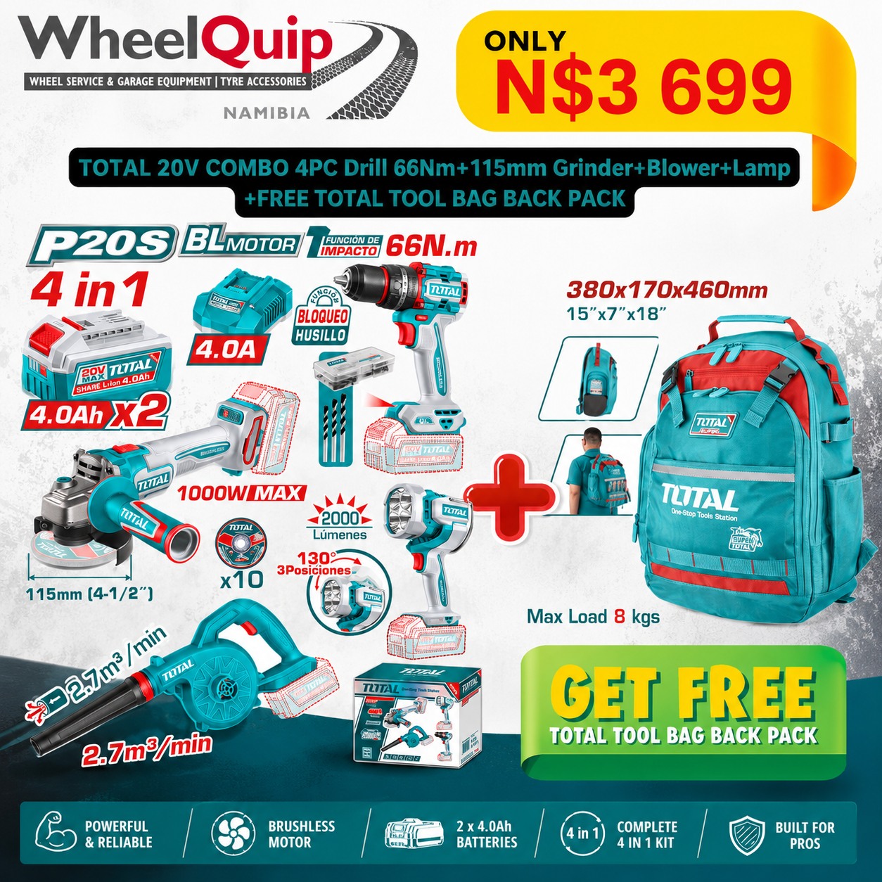 Wheelquip Namibia Facebook ad: GET A FREE GIFT!