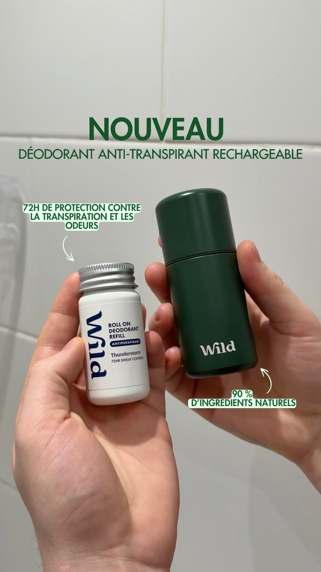 Wild Facebook ad: Fraîcheur toute la journée et protection jusqu’à 72 h.