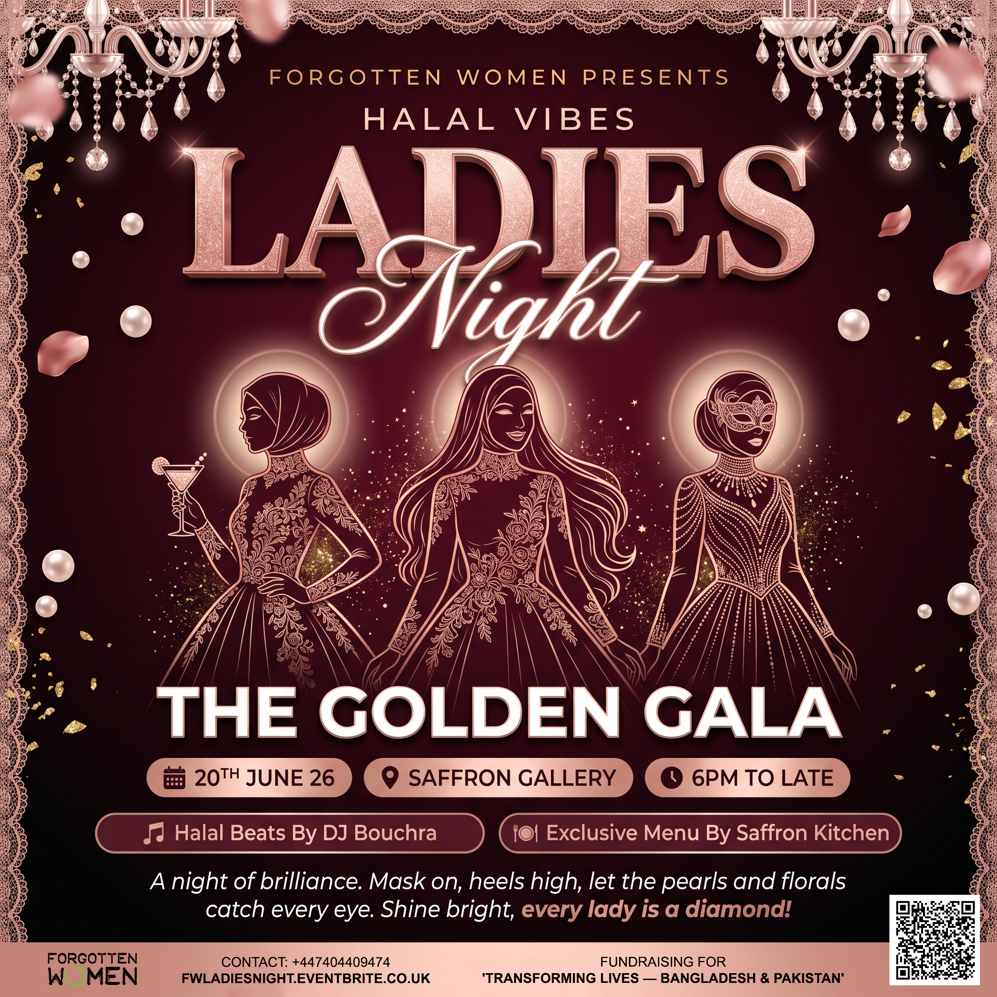 Eventsatforgottenwomen Facebook ad: Ladies Night: The Golden Gala (Halal Vibes)