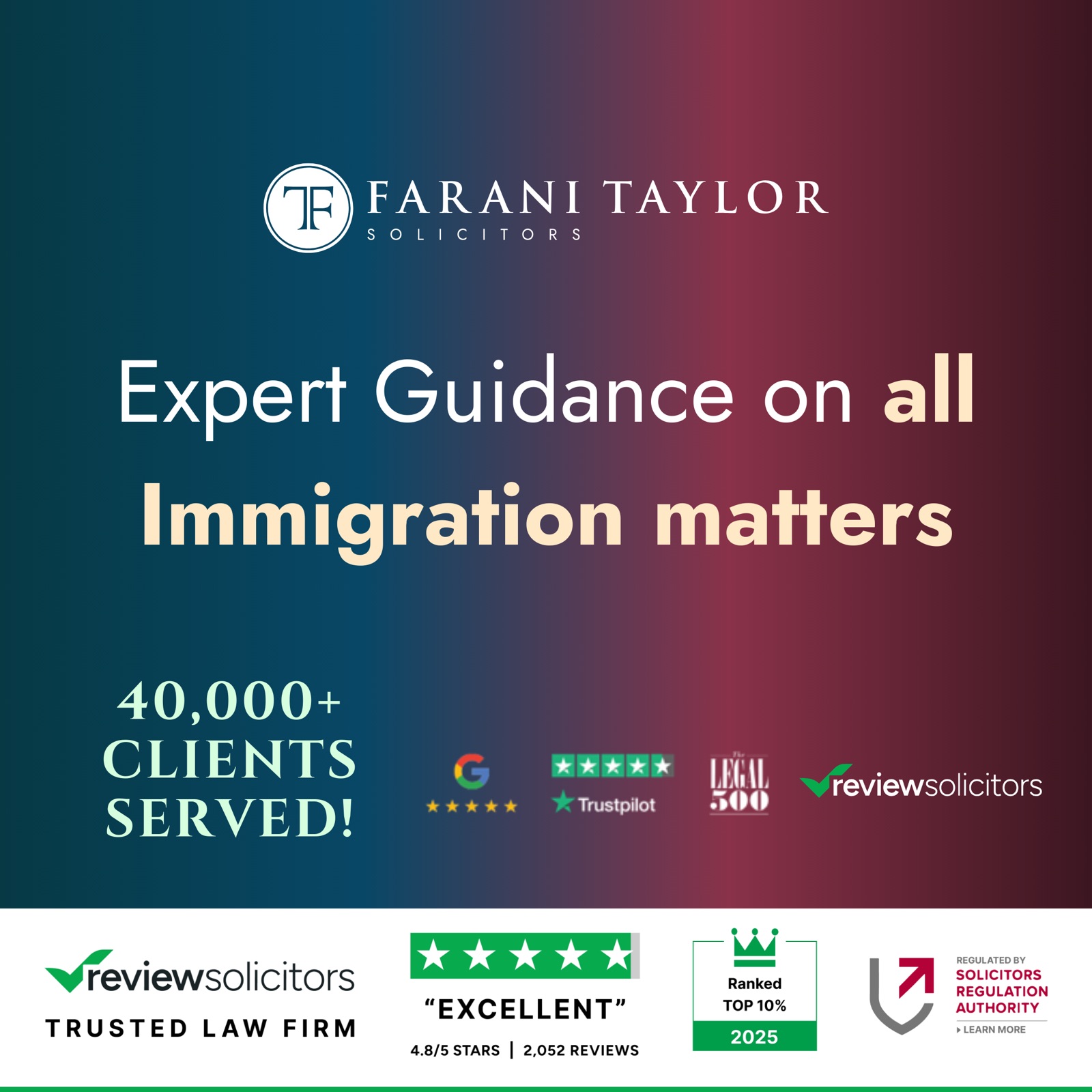 Farani Taylor Solicitors Facebook ad