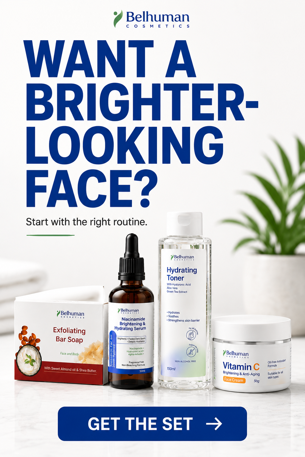 Belhuman Cosmetics Facebook ad: Start Your 30-Day Face Brightening Challenge
