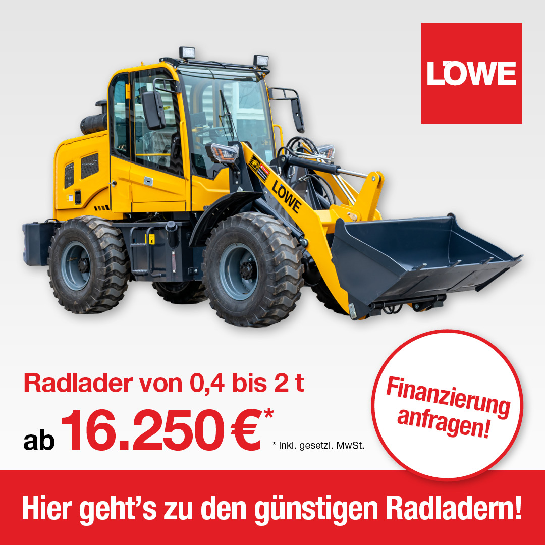 Löwe Motors Facebook ad: Radlader & Teleskoplader bis 2 To.