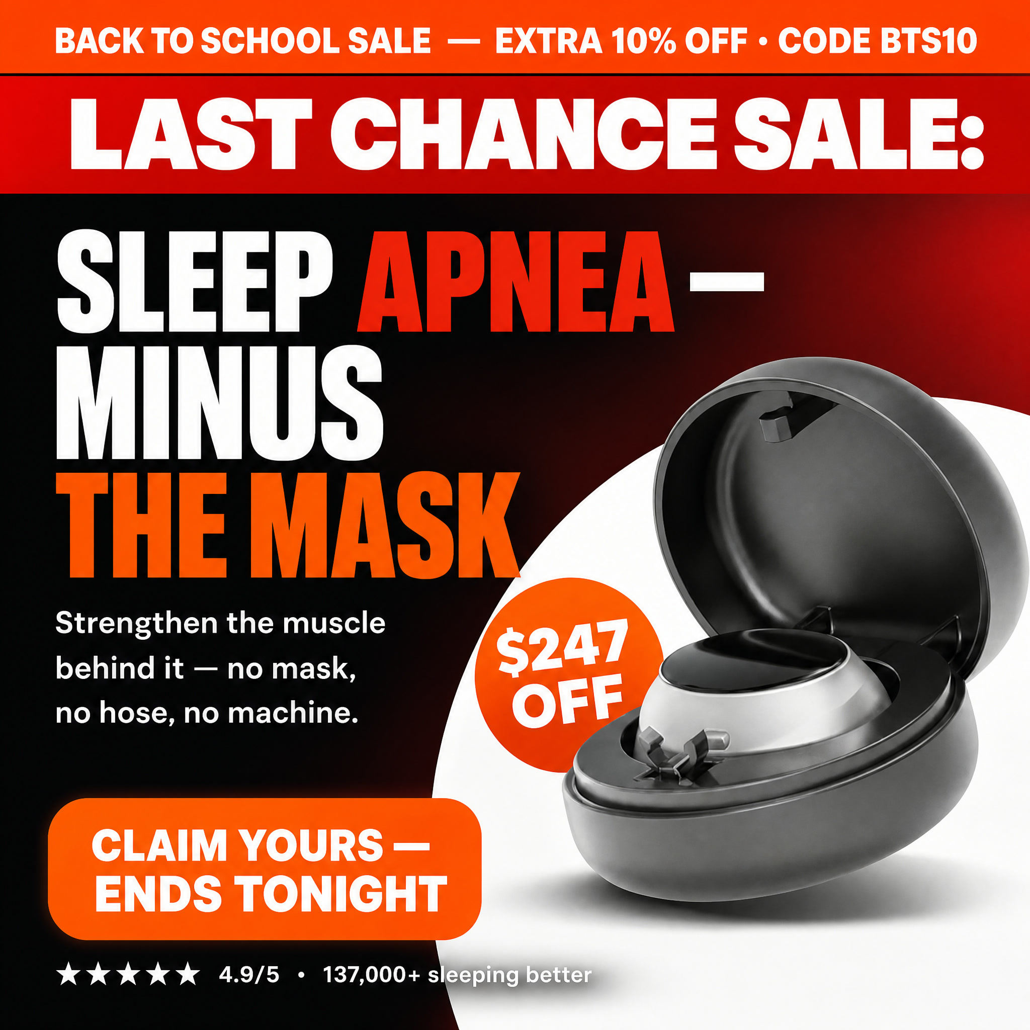 SleepEase Facebook ad: Back To School Sale: $247 OFF + Extra 10%