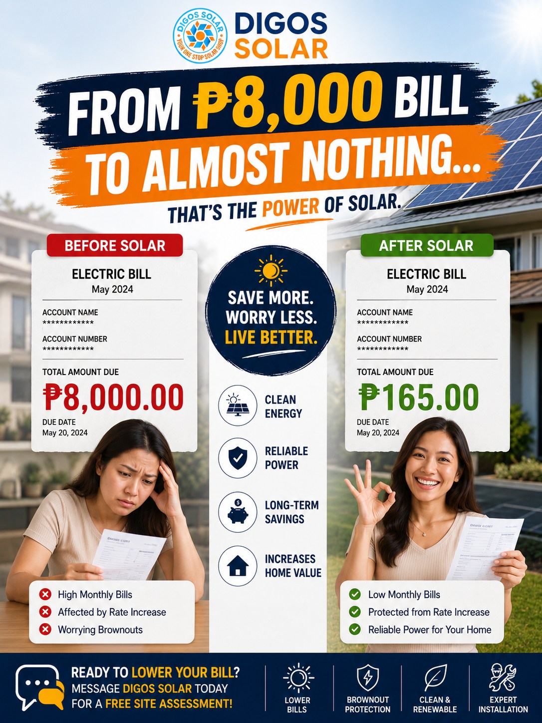Digos Solar Facebook ad: Cut Your Electric Bill With Solar