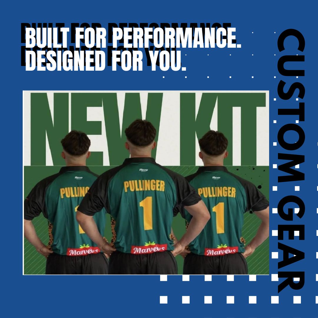 Revo Cricket Facebook ad: Custom sportswear made for champions.