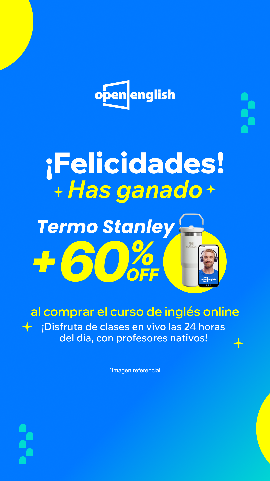 Open English Facebook ad: Haz del inglés tu próximo logro
