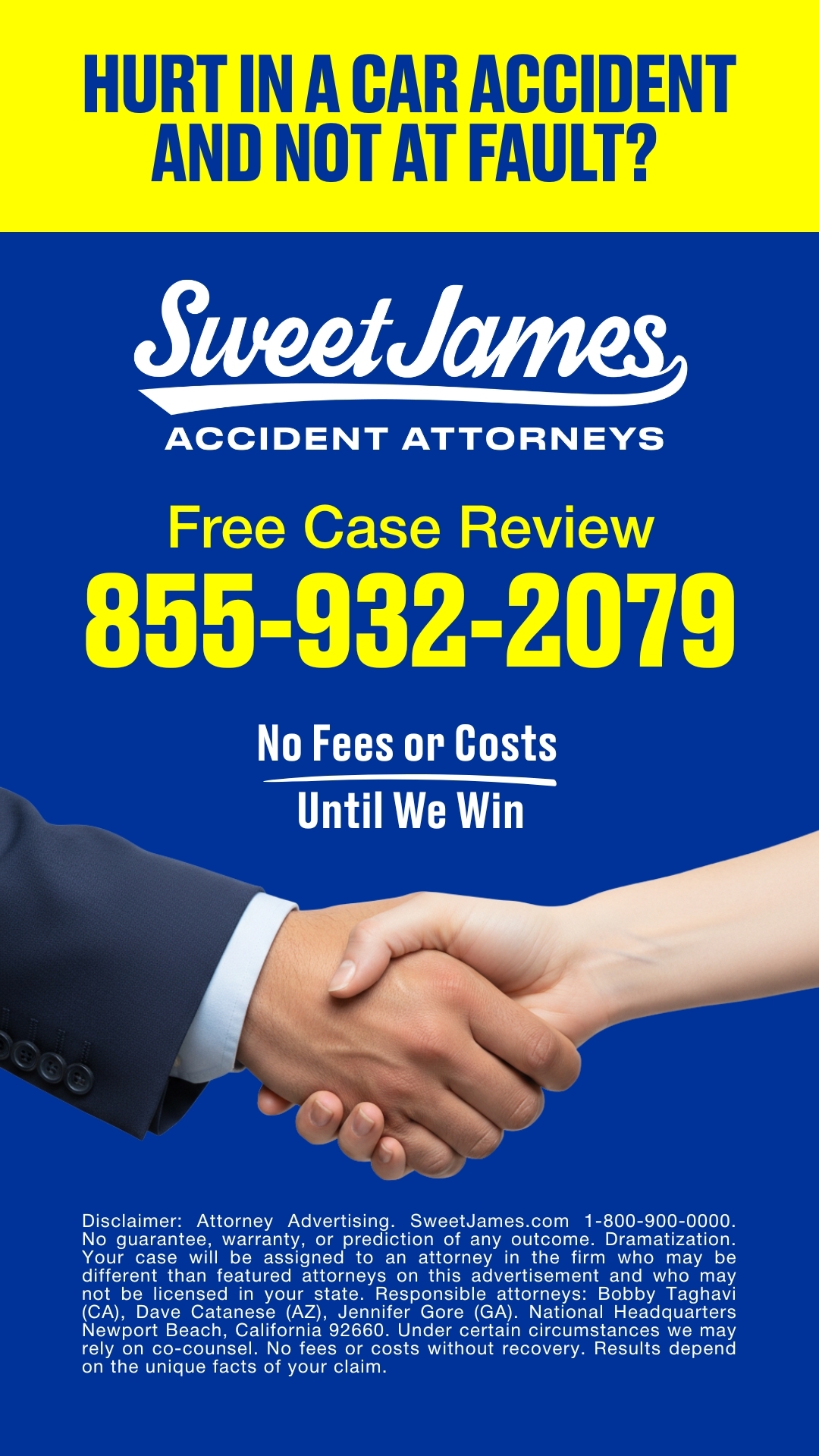 Sweet James Accident Attorneys Facebook ad from Feb 17, 2026