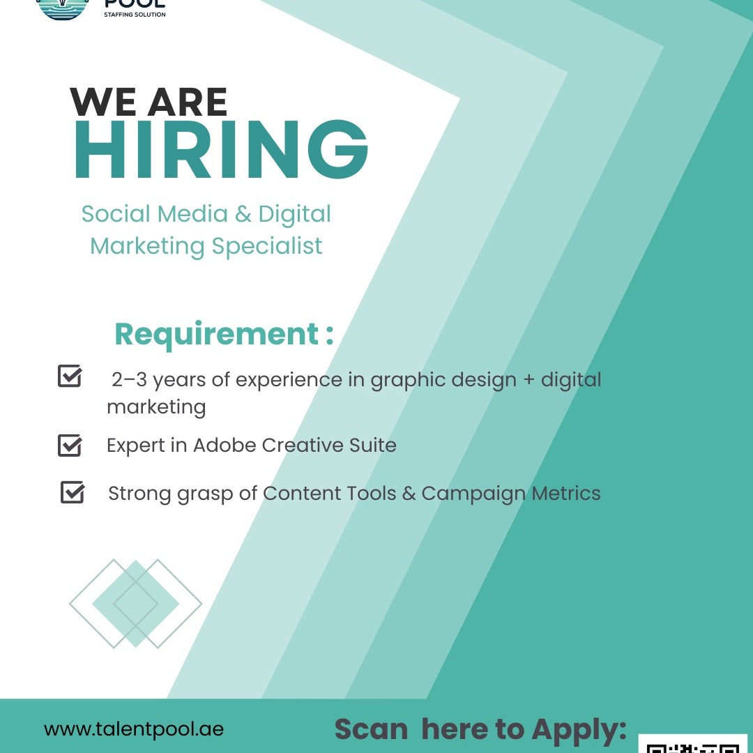 talentpool.ae Facebook ad: We’re Hiring: Social Media & Digital Marketing Specialist