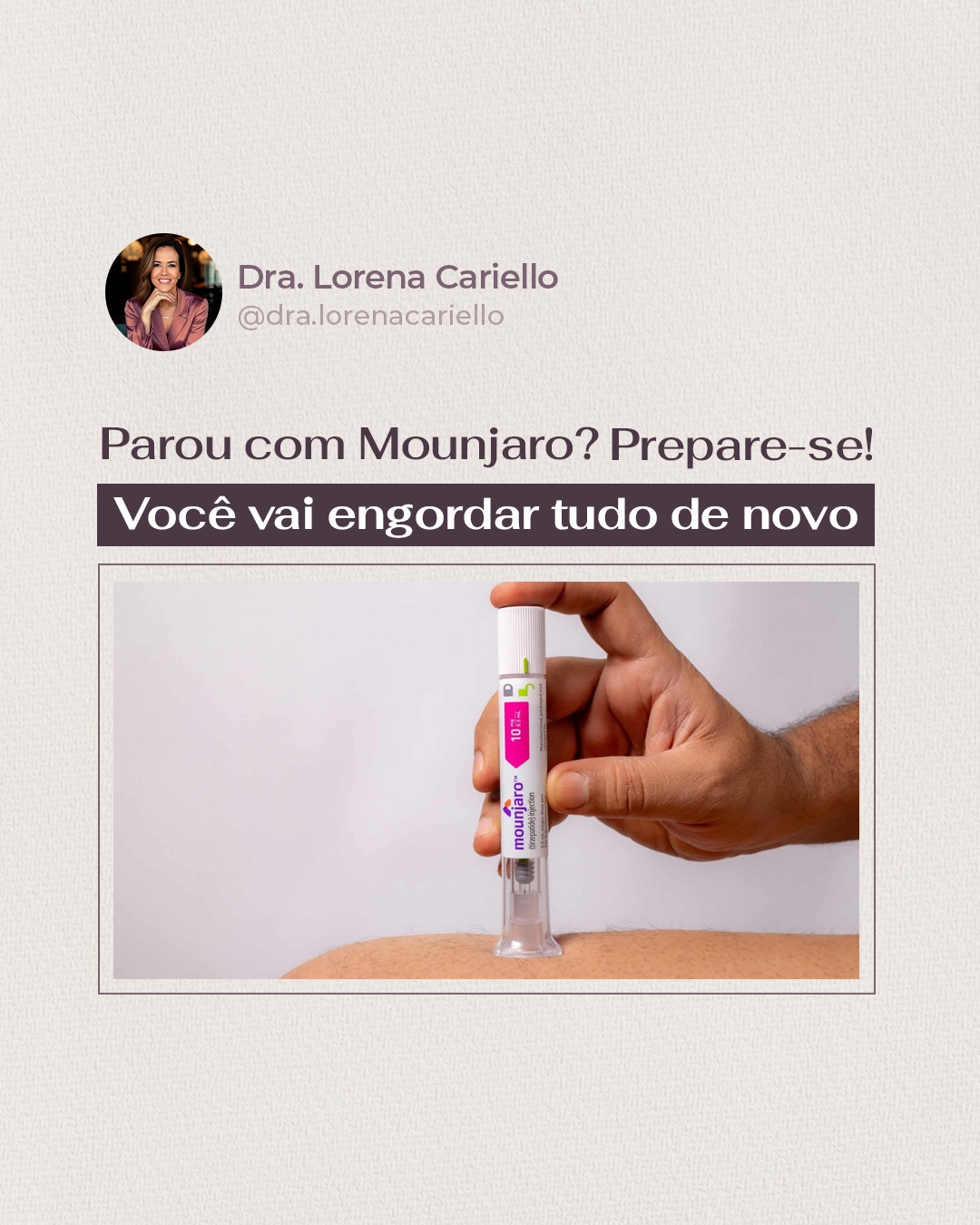 Dra Lorena Cariello Facebook ad: Parou de usar Mounjaro?