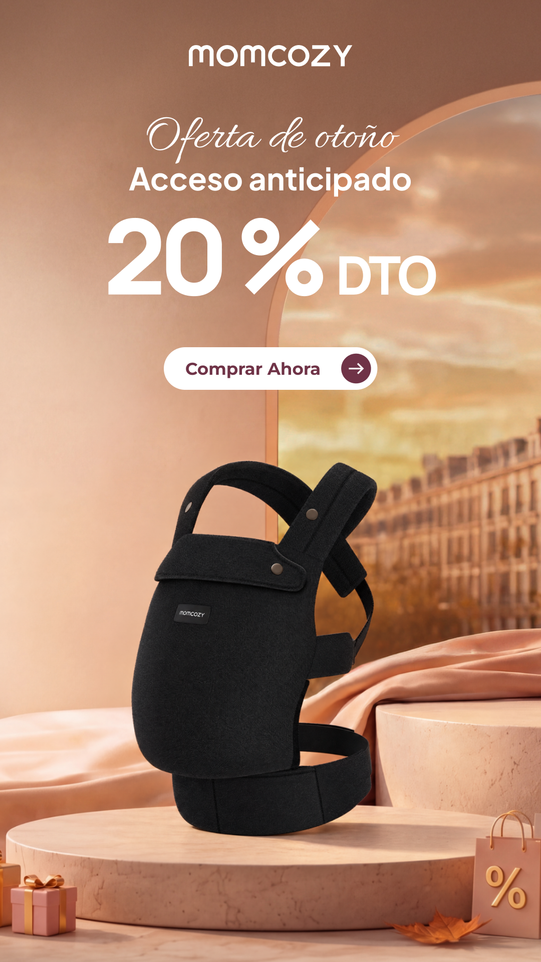 Momcozyes Facebook ad: Portabebés Cómodo -20%
