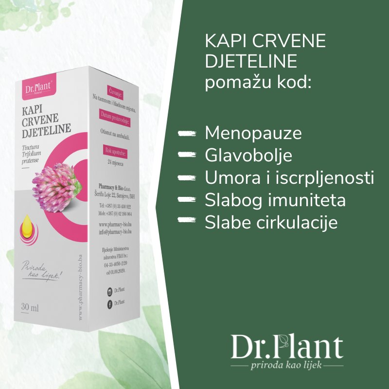 Pharmacy & BIO Facebook ad: Kapi crvene djeteline na prirodan način podupiru hormonalne…
