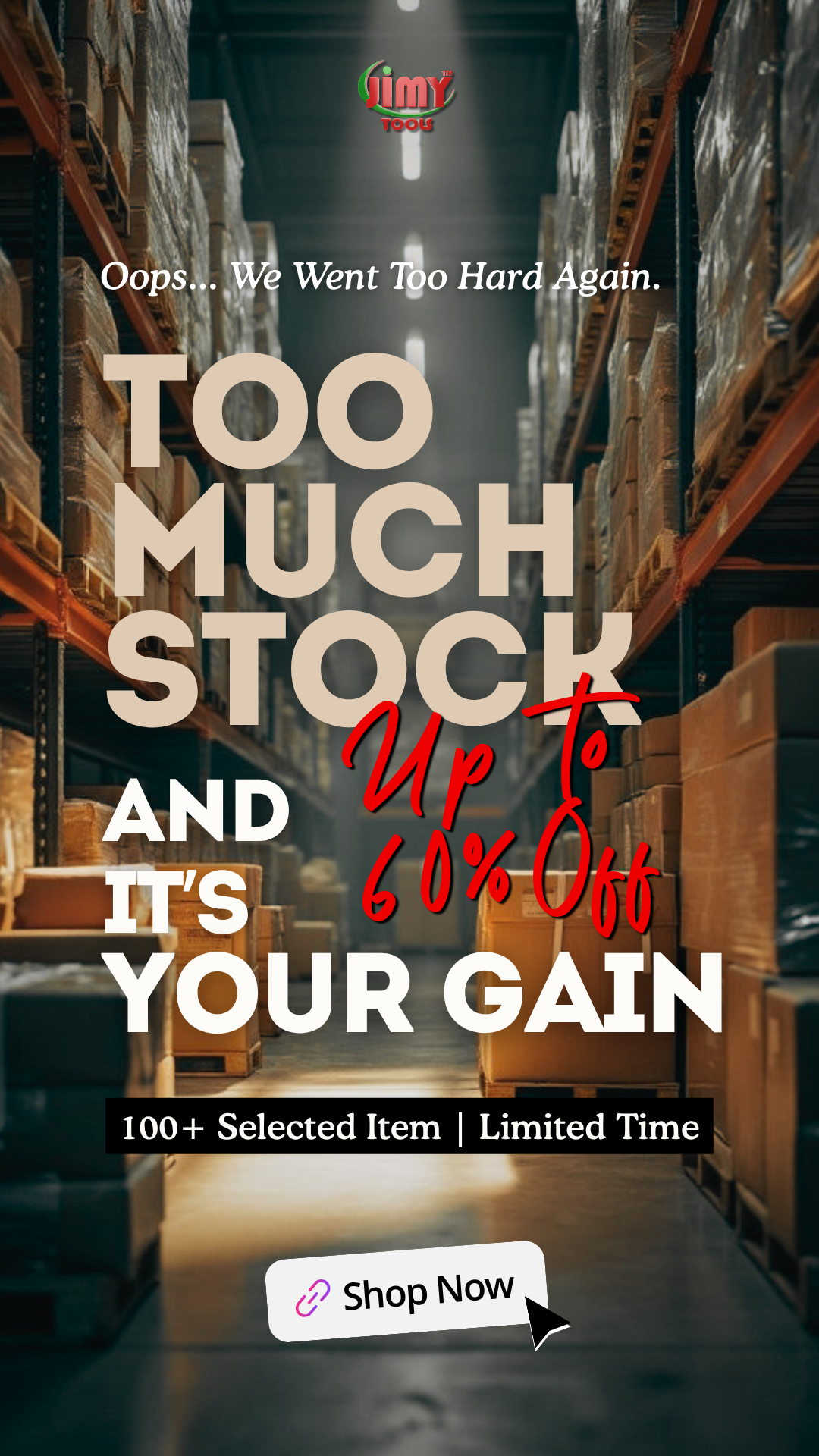 Jimy Tools & Equipment Facebook ad: See What’s New in Overstock?