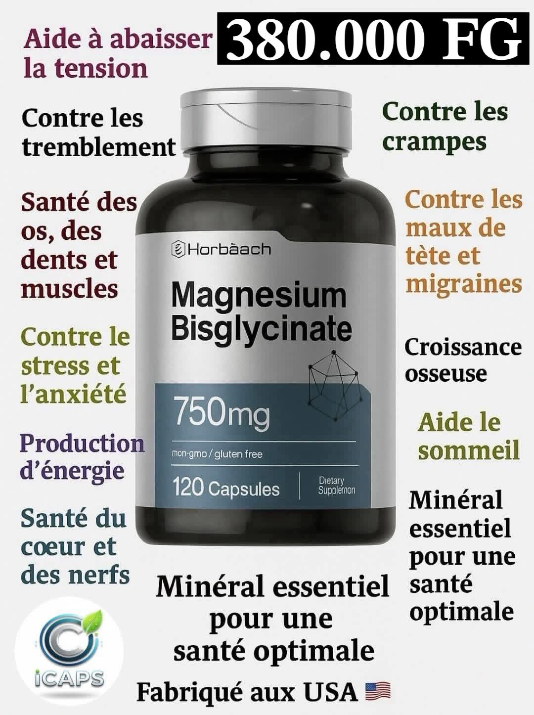ICaps Facebook ad: Nouveau, Le Meilleur Magnésium Jamais Formulé!